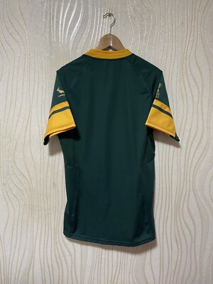 SOUTH AFRICA HOME RUGBY SHIRT JERSEY ASICS sz L MEN GREEN WORLD