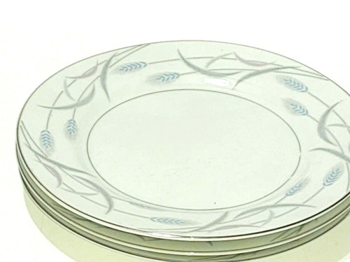 Valmont China Royal Wheat 6.5" Vintage 4 bread or dessert plates platinum trim - Picture 8 of 10