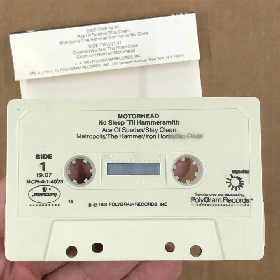 MOTORHEAD Cassette Tape NO SLEEP TIL HAMMERSMITH 80s USA RELEASE ACE OF SPADES - Imagem 2 de 4
