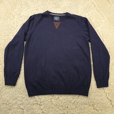 GH Bass Co Men Sweater Size Medium Blue Long Sleeve Crew Neck Pullover
