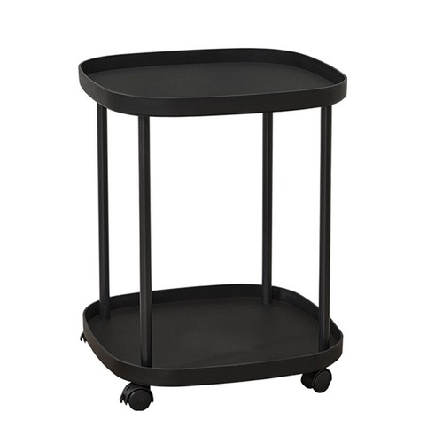Mobile Side Table 2 Tier Coffee Table with Storage Shelf for Living Room Bedroom - Picture 16 of 16