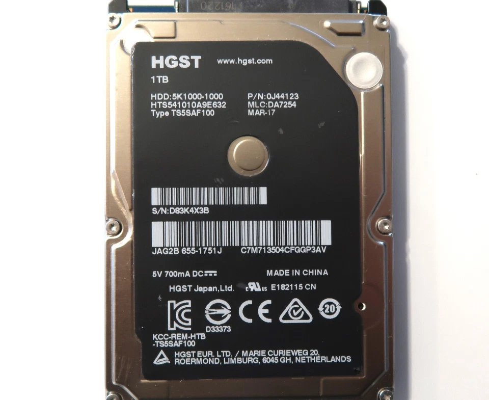 Hitachi HTS541010A9E632 0J44123 DA7254 (D83) China 1.0TB 2.5" Sata HDD MAR-17 - Image 4 of 4