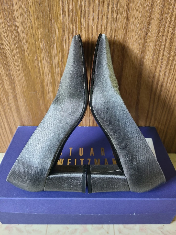 Zapatos de salón vintage Stuart Weitzman "Anna" peltre mate lamé talla 6 🩶 Foto 4 de 4