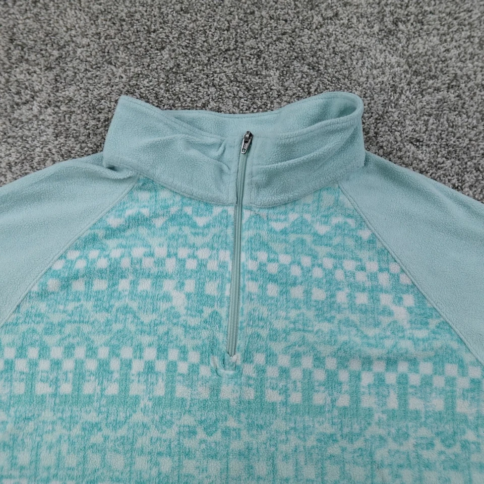 Suéter Columbia Meninas XL Azul Branco Asteca Nórdico Ilha Justa Zíper Moletom Juvenil - Imagem 3 de 4