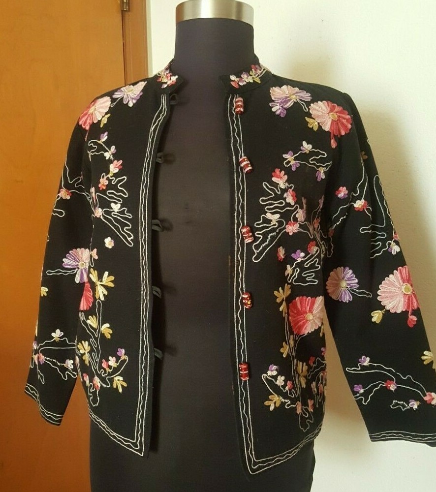 JULIA KIN BLACK EMBROIDERED JACKET. | eBay