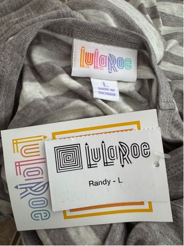 Women's LuLaRoe Randy Top Size L Gray Striped Baseball Tee - Picture 3 of 4
