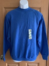 Vintage NOS Fruit of The Loom 90s Crewneck Pullover Blue Sz XL Made in USA