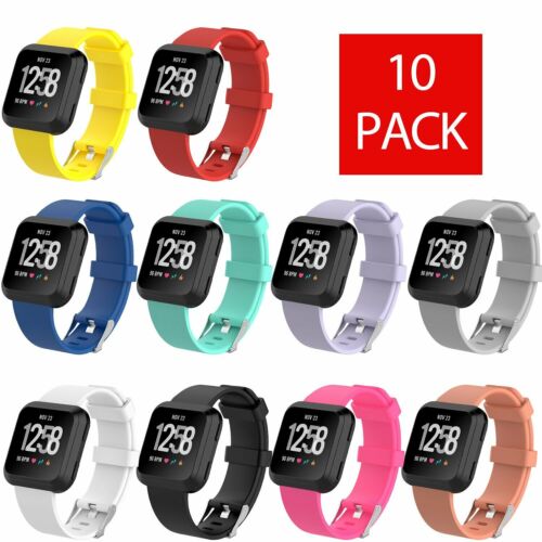10-Pack Silicone Rubber Classic Band Strap Wristband For Fitbit Versa Watch - Picture 1 of 12