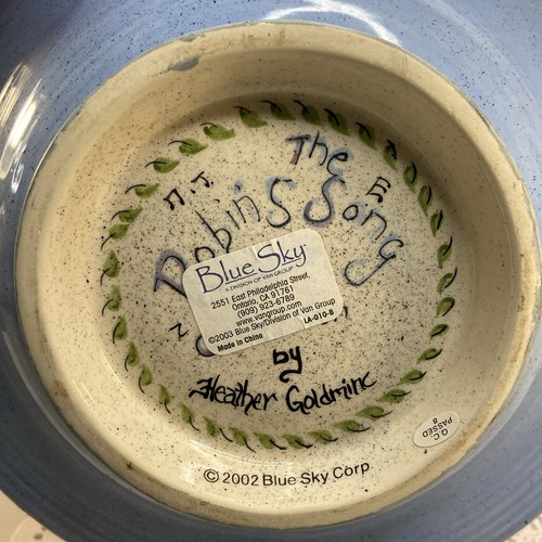 Blue Sky Clayworks Footed Bowl The Robins Song Heather Goldminc 3D Bird 10.75in - Picture 9 of 21