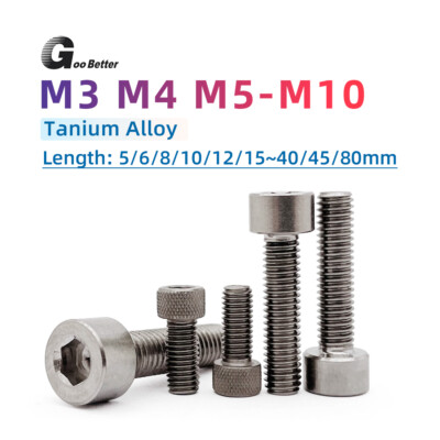 TA2 Titanium Bolts Ti Allen Hex Socket Cap Head Screws M3 M4 M5 M6 M8 DIN912 GR2