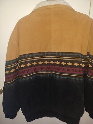 Vintage Tuskany Leather Co Leather Jacket Aztec Bomber Vintage Tuskany Leather Co Leather Jacket Aztec Bomber