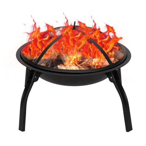 22" Four-Legged Folding Iron Brazier Wood Burning Fire Pit 22 x 22 x 18.1" - Picture 8 of 23