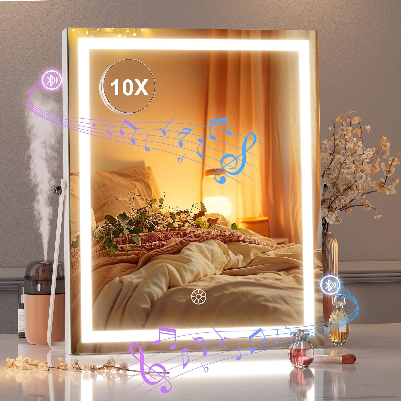 Vanity Mirror with Lights and Bluetooth Speaker, 11.4