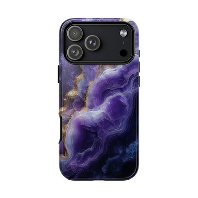 For iPhone/Galaxy/Pixel | Phone Ink Case - Purple Geode Gold Crystal Marble