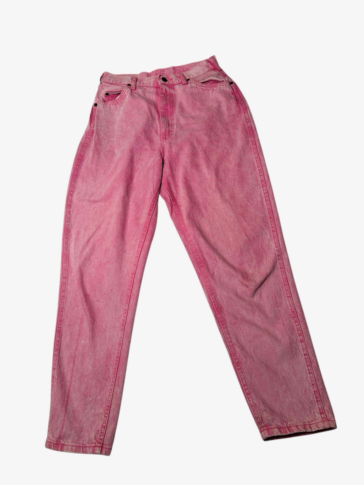 Vintage Lee Mom Jeans Jeans Pink Size 12 M High Waisted Tapered Leg Made in USA