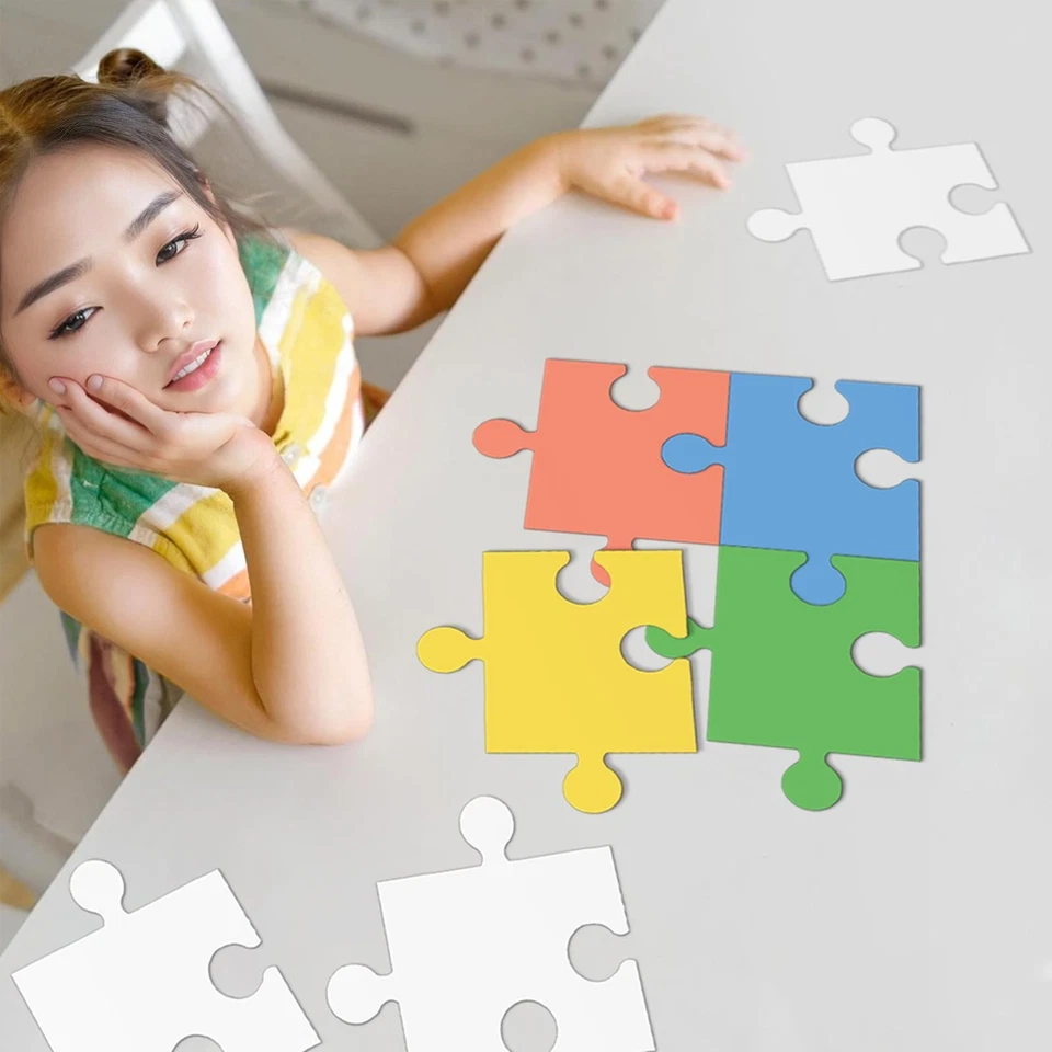 Puzzle di cartone bianco vuoto educativo per attività familiari 30 pezzi - Immagine 3 di 4