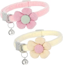 2Pcs Flower Cat Collar, Cat Collars for Girl Cats Pet Plush Flower Collars in Pi