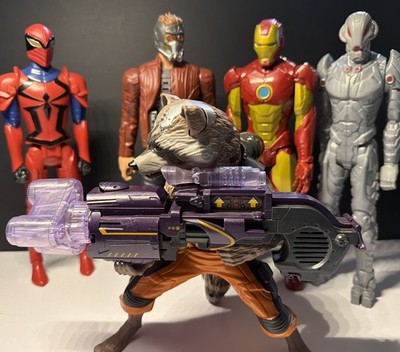 Marvel 12  Lot Of 5 Hasbro Action Figures. Iron Man. Rocket.