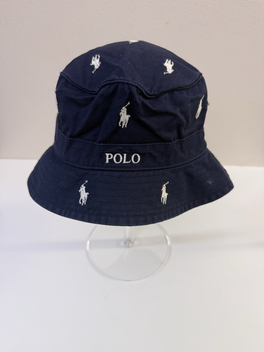 Polo Ralph Lauren Allover Embroidered Pony Bucket Hat Navy White