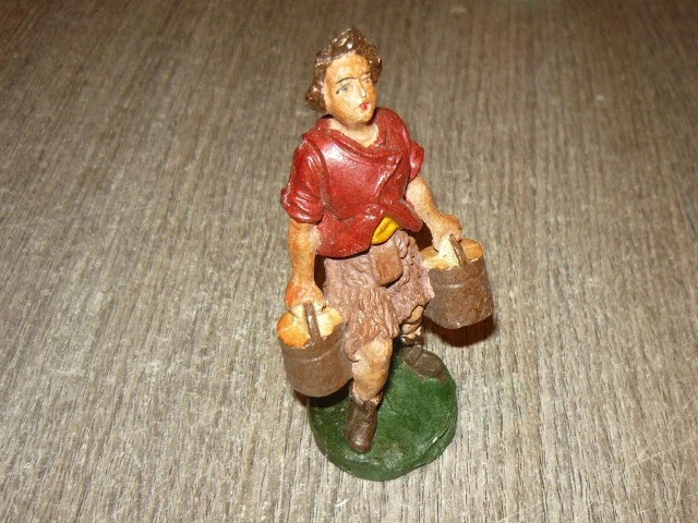 Figurine Crèche Confalonieri Chialù - Homme Avec Enfant - Rare - Fabriquée En Italie