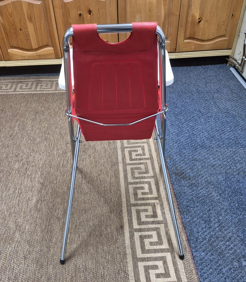 Rare 1960s / 70s folding Metal Vinyl High Chair Vintage Collapsible Film Prop - Image 2 of 4