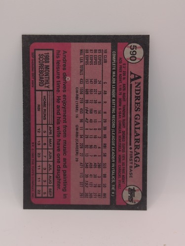 1989 Topps Andres Galarraga #590 Montreal Expos - Picture 2 of 2