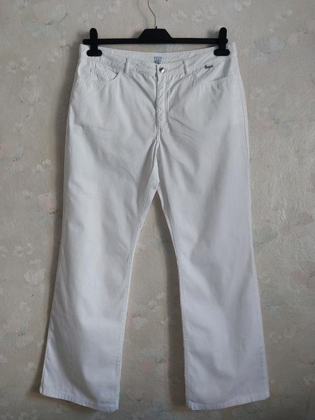 Women Escada Trousers White Cotton 42 / XL / 50