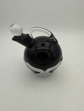 Vintage Farber Bros Krome Kraft Ebony Black Tilt Ball Decanter. Art Deco.