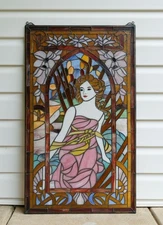 Tiffany Style  Alphonse Mucha Art, Stained Glass Window Panel: Morning Awakening