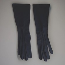 Vintage 60s Meyers Make Long Evening Gloves Size 6 1/2 Black Cotton Elegant