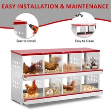 8-Holes Chicken Nesting Boxes Outdoor Metal Hen Laying Rollout Egg Collection