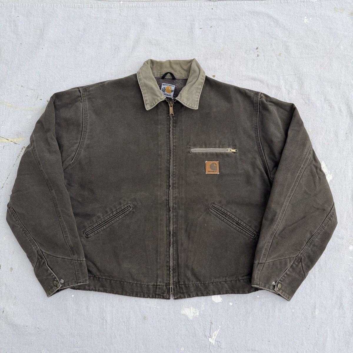 Vintage Carhartt Detroit Jacket J97 CHT Size XL Brown Rare