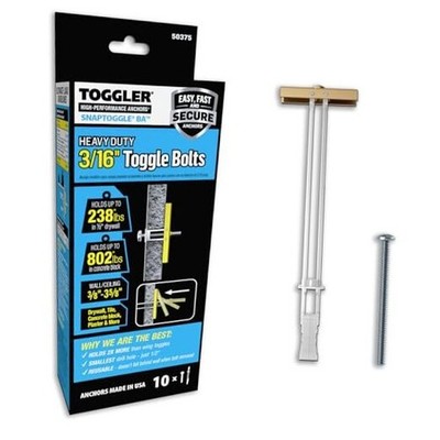 SNAPTOGGLE Heavy-Duty Drywall Toggle Bolt   3/16''-24 10 w/ Round Head Bolts