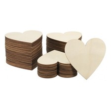 80mm Wooden Hearts, 50 Pack Unfinished Wood Hearts Blank Wooden Cutouts