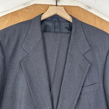 Bespoke Suit Mens 46L Slate Gray 2 Button Wool Canvas Pants 40x29 Pleated Front