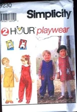Simplicity 9230 Pattern Toddlers 2 Hour Jumpsuit Jumper Size 1/2 - 1 - 2 - 3 - 4