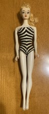 Vintage Barbie Japanese Blonde No Holes in Feet, Used, Zebra Swimsuit, Used