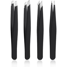 4 PCS Stainless Steel Tweezers Set for Ingrown Hair Facial Hair Splinter