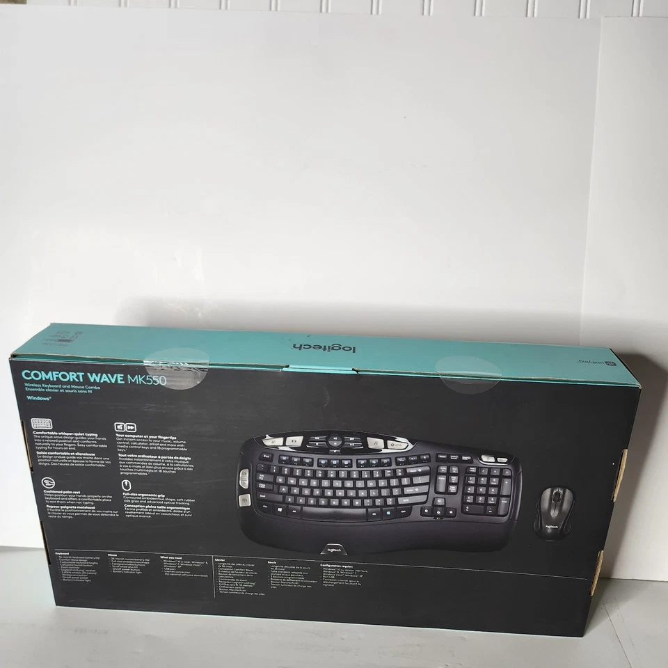 Logitech MK550 Wireless Wave Ergonomic Keyboard Mouse Combo New Sealed - Image 3 of 4