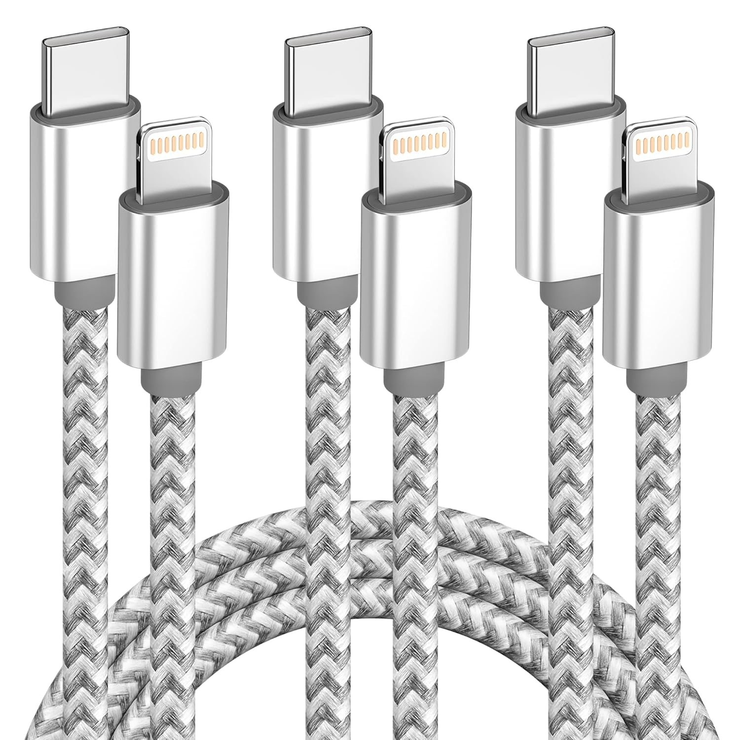 USB C to Lightning Cable 3Pack 6 FT Apple Mfi Certified Iphone Fast Charger Type-image