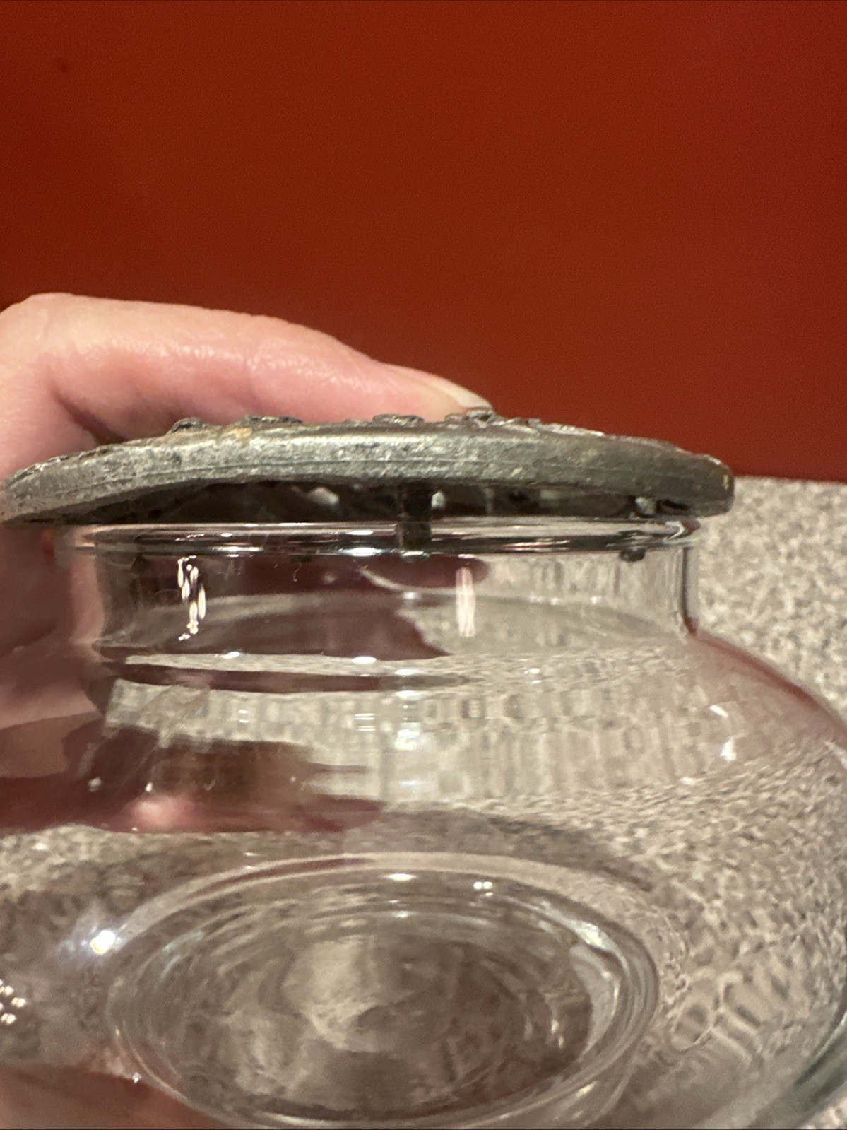 1980s Anchor Hocking Radcliffe Pewter Glass Potpourri or Trinket Jar Vintage SH3