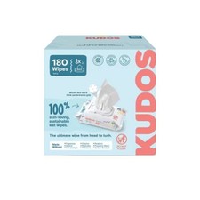 Kudos Baby Wipes 180ct, 99 Water, Plastic-Free