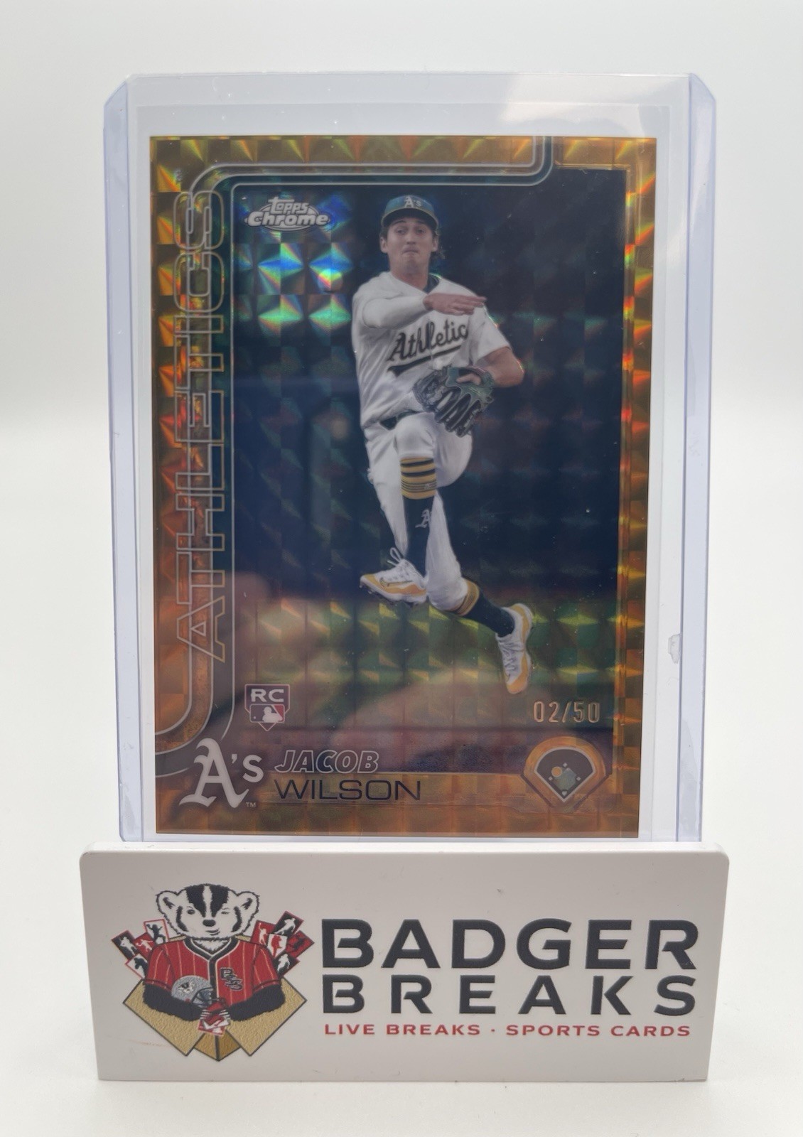 2025 Topps Chrome Jacob Wilson Rookie RC #96 Gold Geometric Refractor /50 A’s JC