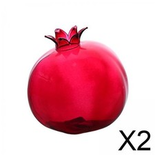 2 Glass Flower Vase Sculpture Statue Table Pomegranate