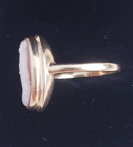 Anello cammeo in oro 14 kt anni 40 - Foto 4 di 11