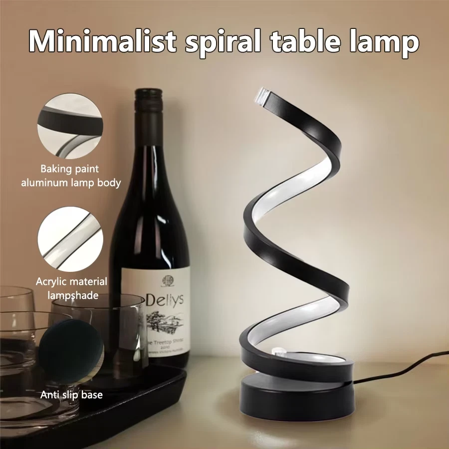 Lampada Da Tavolo a Spirale a Luce Notturna a LED Lampade Da Comodino Moderne La - Immagine 4 di 4