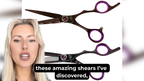Kissaki 7.0" Hair Cutting Scissors & 30 tooth Thinning Shears Black Cherry Combo - Video 1 of 1