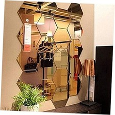 Mirror Wall Stickers - 12PCS Hexagon Art DIY Decorative Acrylic Sheet Gold