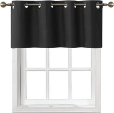 Home Queen Grommet Blackout Curtain Valance Set of 2, 54 W X 18 L Inch, Black