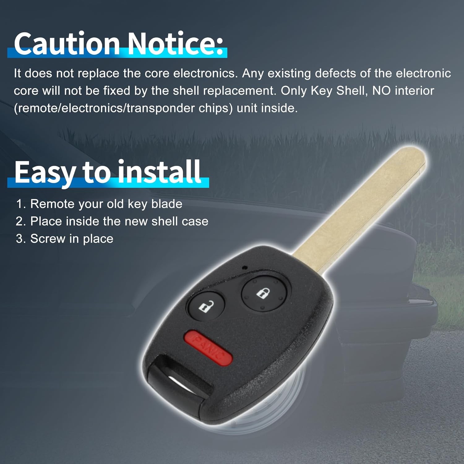 X AUTOHAUX Key Shell Case Keyless Entry Remote Fob Replacement Black 